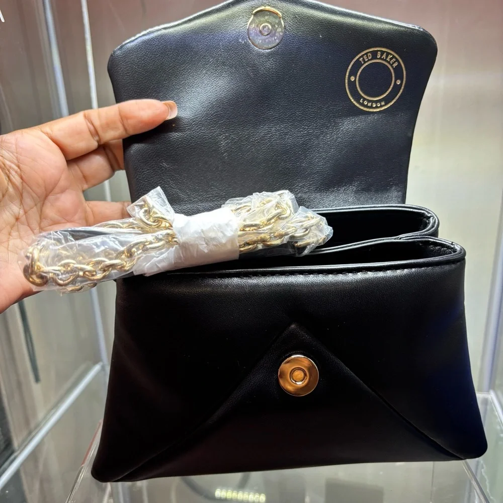 Ted Baker Black Satchel with Gold Accents